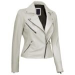 Womens White Motorcycle Leather Jacket